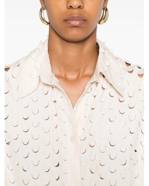 Nanushka White Button-Front Perforated Dress