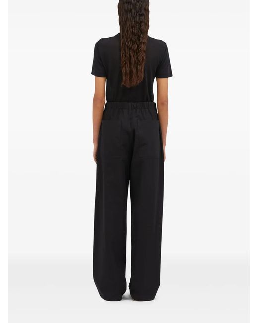 MSGM Black Wide Leg Trousers With Elastic Waistband