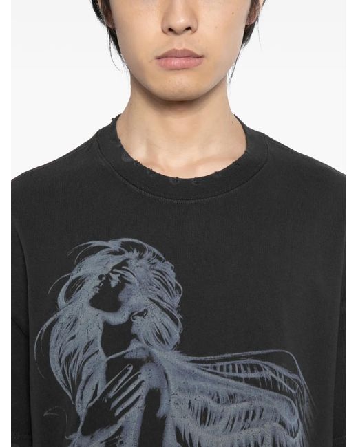 WARMAN Black Graphic-Print T-Shirt for men