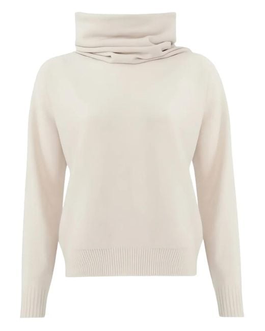 D.exterior White Pullover mit Rollkragen
