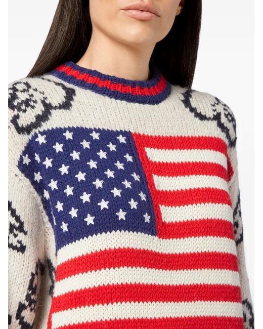 Philipp Plein White Alpaca Wool Usa Pullover Round Neck Ls