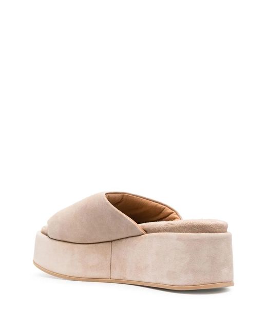 Moma Pink Suede Platform Sandals