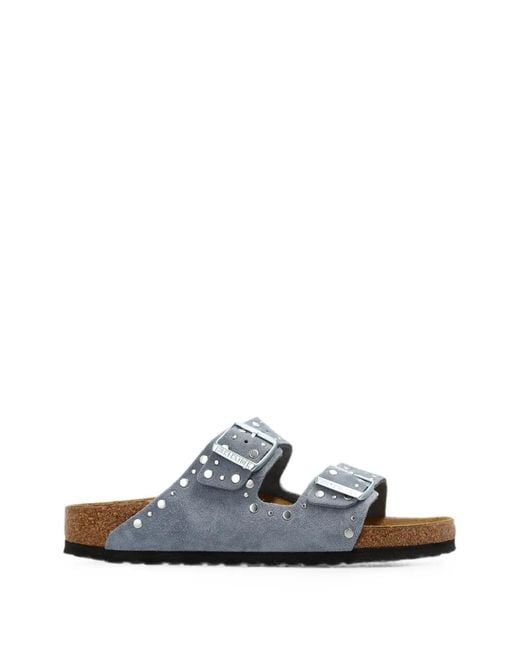 Birkenstock White Arizona Rivet-Embellished Sandals