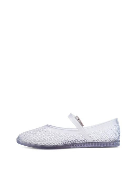 Melissa White Harper Buckle-Strap Ballet Flats