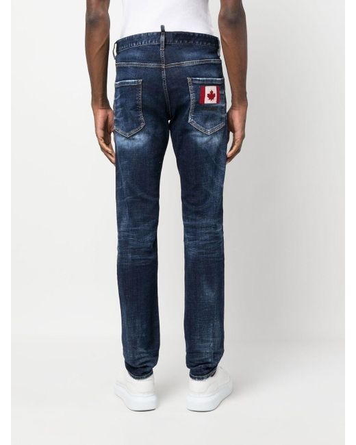 DSquared² Straight-Leg-Jeans mit Logo-Patch in Blue für Herren