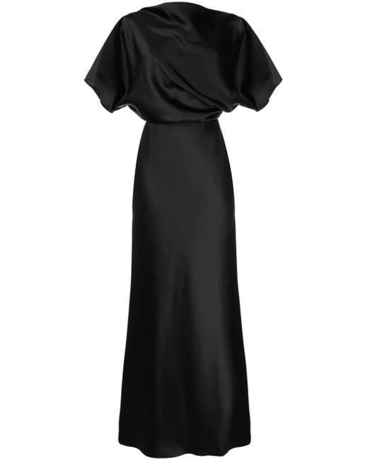 Amsale Black Draped Satin Gown