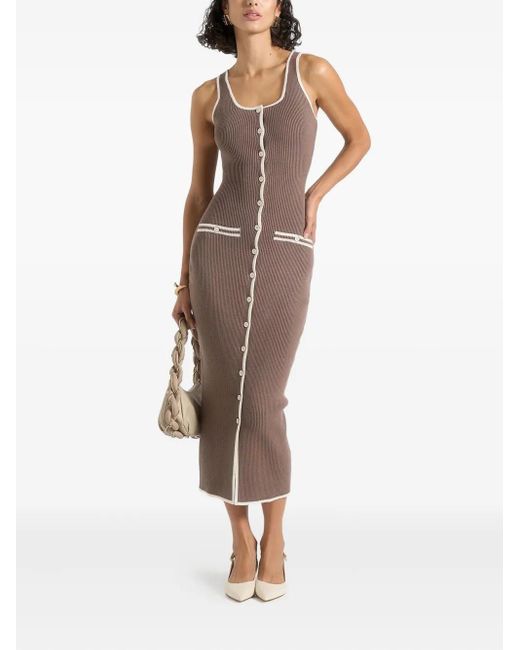 Manière De Voir Brown Daphne Ribbed Button-Front Midi Dress