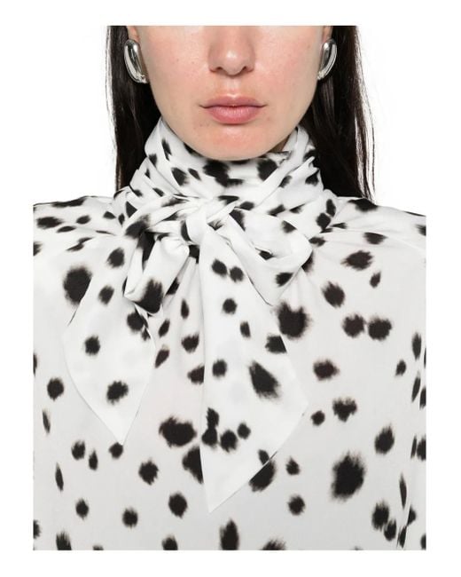ROWEN ROSE White Dalmatian-Pattern Blouse