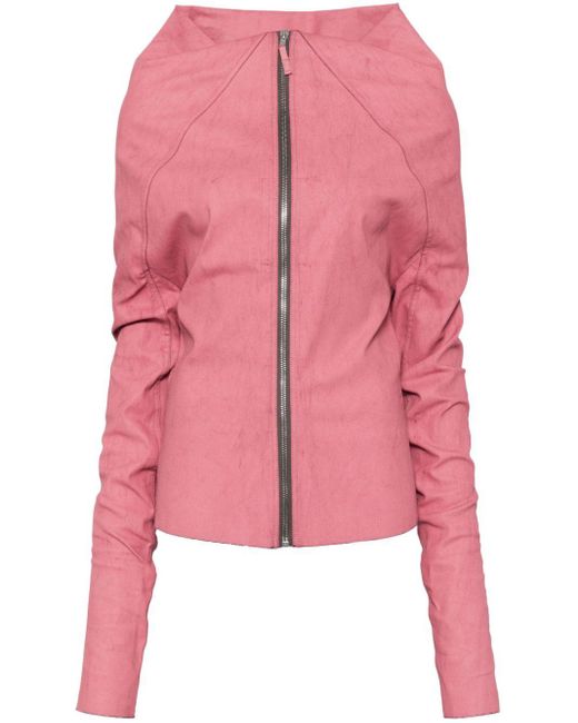 Rick Owens Pink Zip-Up Denim Jacket