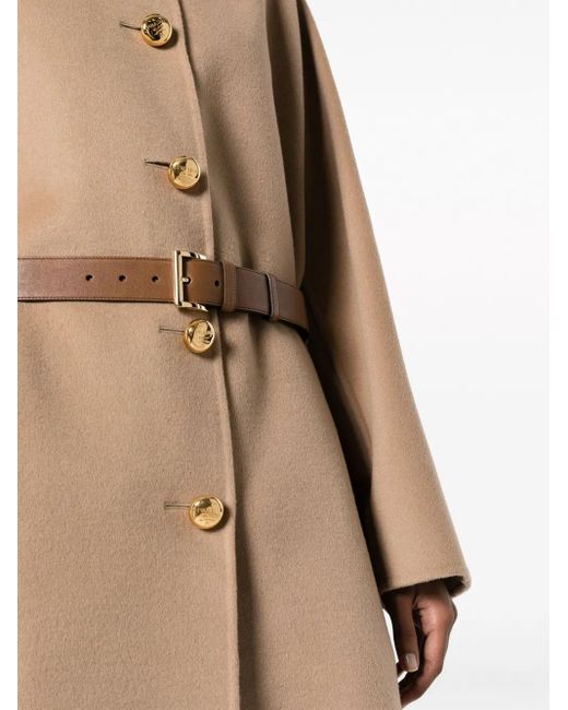 Prada Natural Single-Breasted Belted Coat