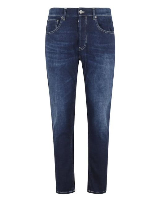Dondup Blue Faded-Wash Cotton Jeans for men