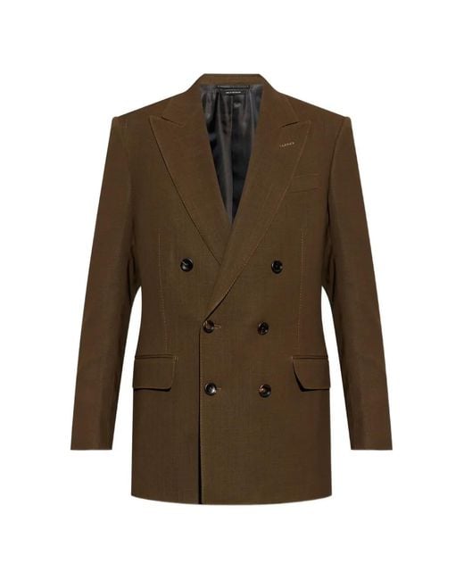 Tom Ford Brown Double-Breasted Blazer for men