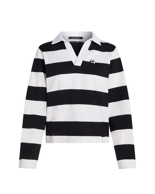 Karl Lagerfeld Black Ikonik Striped Long-Sleeve T-Shirt