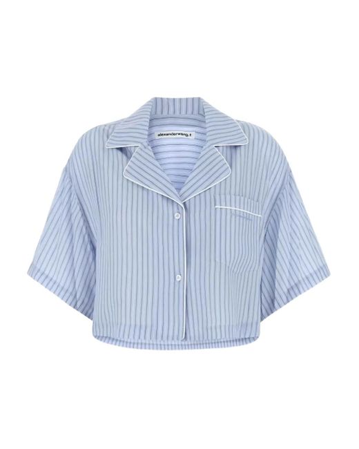 Alexander Wang ストライプ ショートスリーブ シャツ Blue