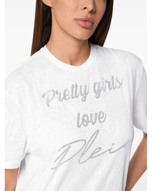 Philipp Plein White Short Sleeve T-Shirt Dress