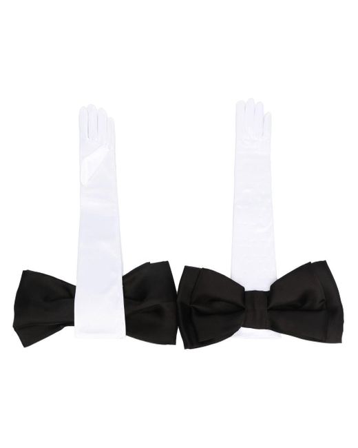 Parlor White Bow Detail Long Gloves