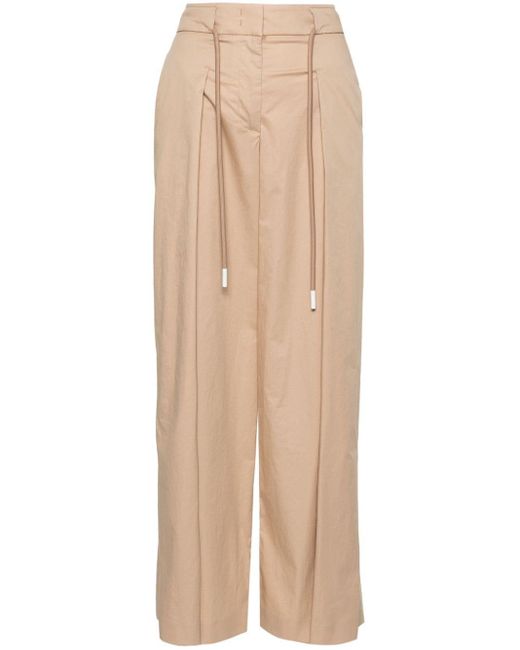 Peserico Natural Pleat-detail Wide-leg Trousers