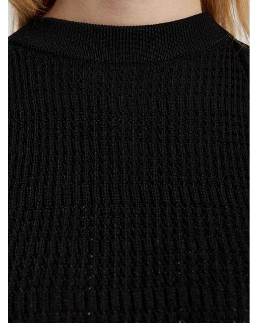 Balmain Black Ribbed Bodycon Midi Dress