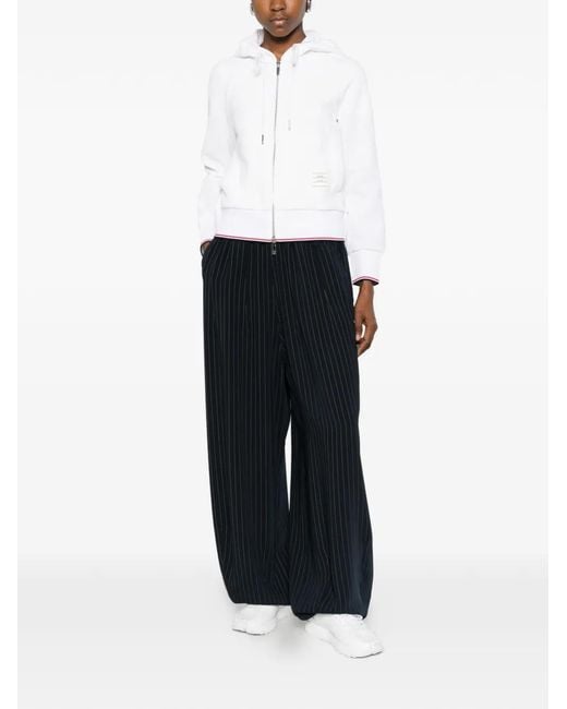 Thom Browne White Logo-Patch Hoodie