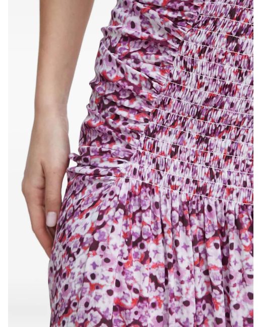 IRO Purple Noseti Shirred Floral Asymmetric Skirt