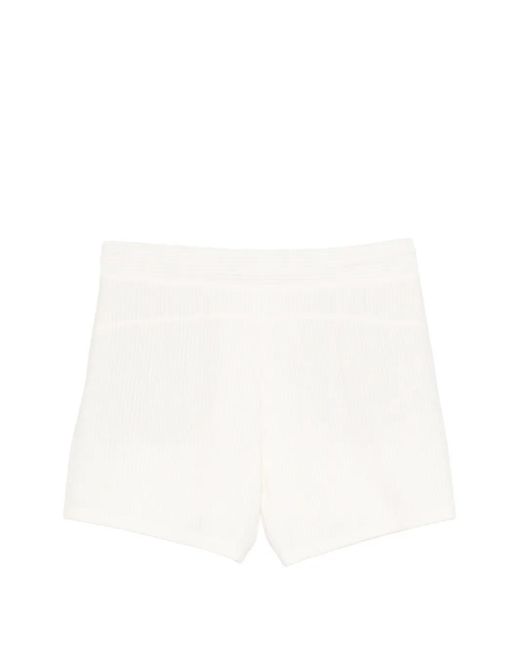 DKNY White Ribbed Drawstring Shorts