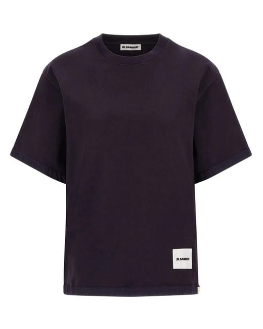 Jil Sander Blue Logo-Patch T-Shirt