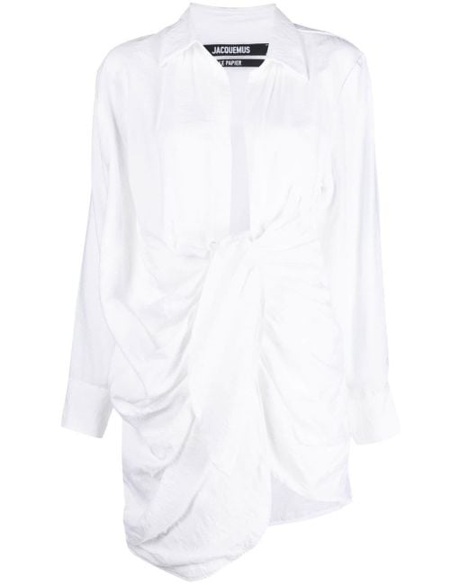 Robe-chemise La Robe Bahia à design drapé Jacquemus en coloris White