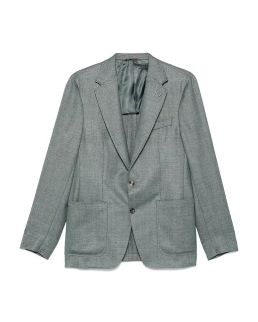 Canali Gray Kei Patch-Pocket Blazer for men