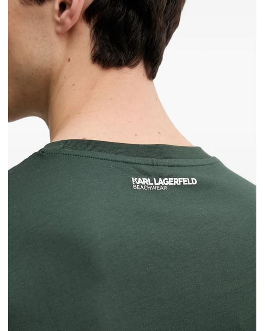 Karl Lagerfeld Green Logo-Print T-Shirt for men