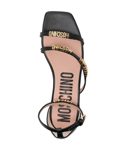 Moschino Black Logo-lettering Leather Sandals