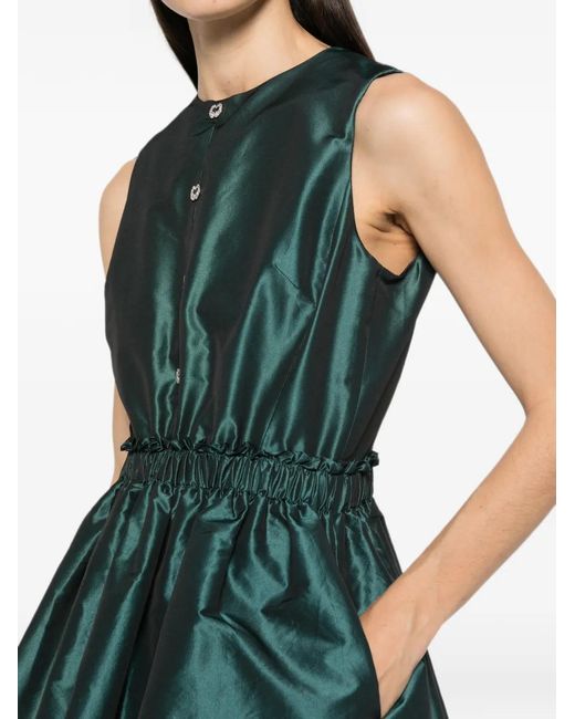 Maje Green Embellished-Button Sleeveless Playsuit