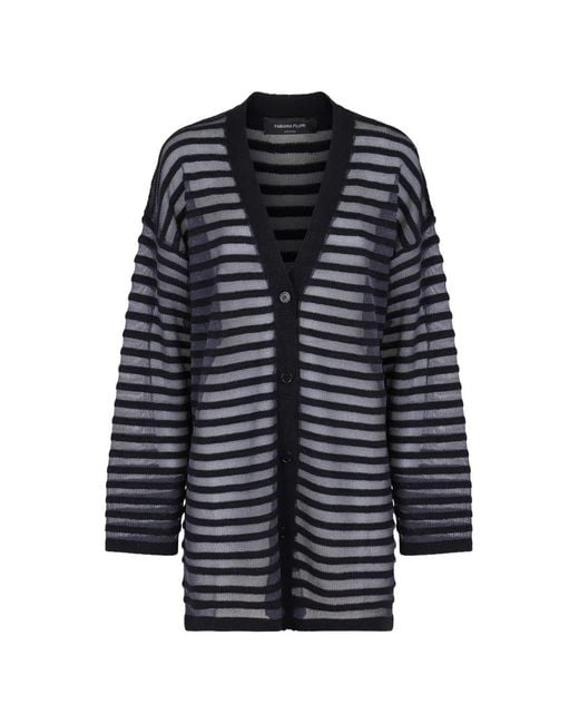 Fabiana Filippi Blue Sequin Striped Cardigan