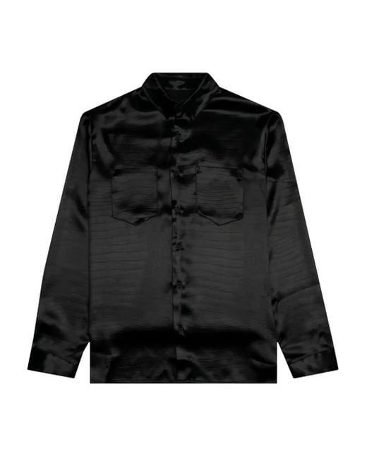 RTA Black Malcom Crocodile-Effect Satin Shirt for men