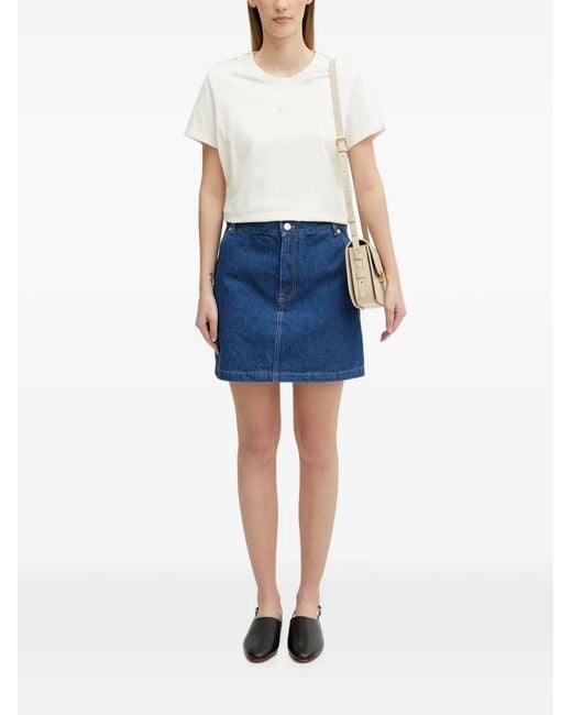 Maison Kitsuné Blue Logo-Patch Mini Skirt