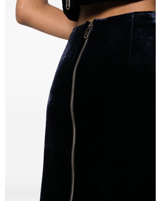 Fendi Black Zip-embellished Velvet Maxi Skirt