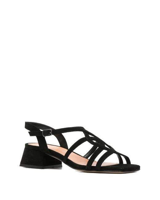 Julie Dee Black Multi-Strap Slingback Sandals