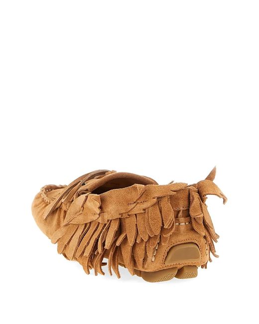 Alberta Ferretti Brown Fringe-Trimmed Bow-Detail Leather Loafers