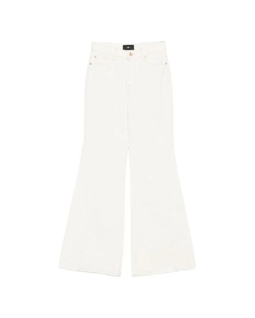 7 For All Mankind White Stretch Cotton Jeans