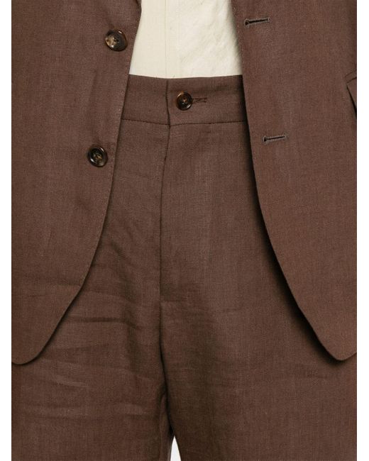 Dolce & Gabbana Brown Pressed-crease Linen Trousers for men