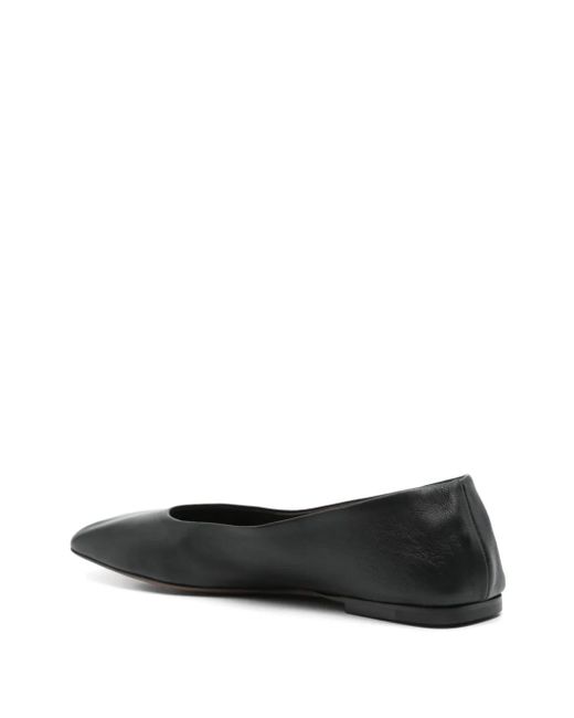 The Row Black Leather Ballet Flats