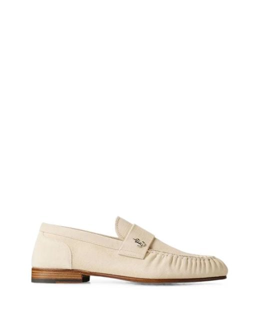 Jimmy Choo White Ellis Bone Etched Velvet Suede Loafers for men