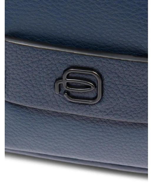 Piquadro Blue Pocket Leather Laptop Bag for men