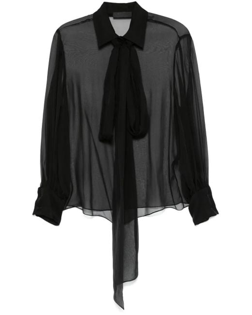 Valentino Garavani Black Scarf-Detail Shirt