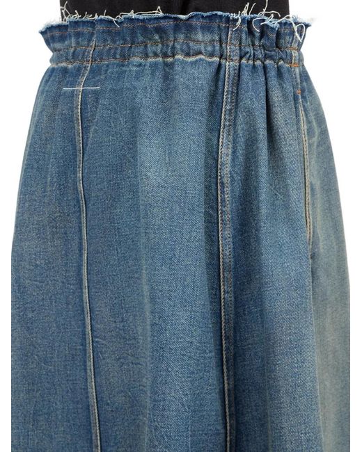 MM6 by Maison Margiela Blue Stonewashed Cotton Denim Midi Skirt