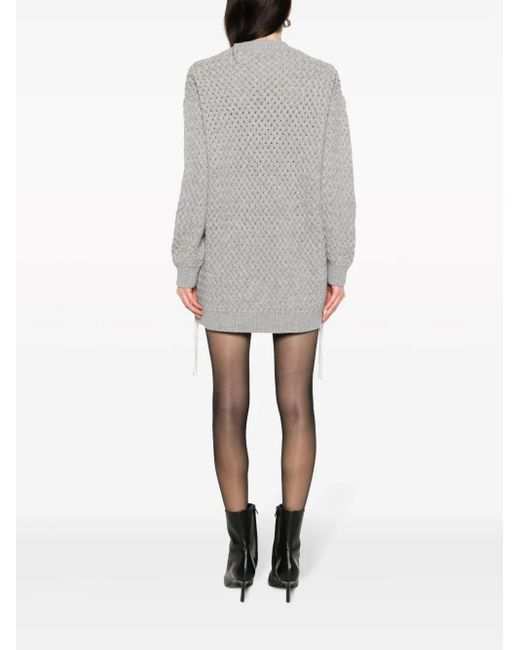 GIUSEPPE DI MORABITO Gray Decorative-Stitching Knitted Minidress