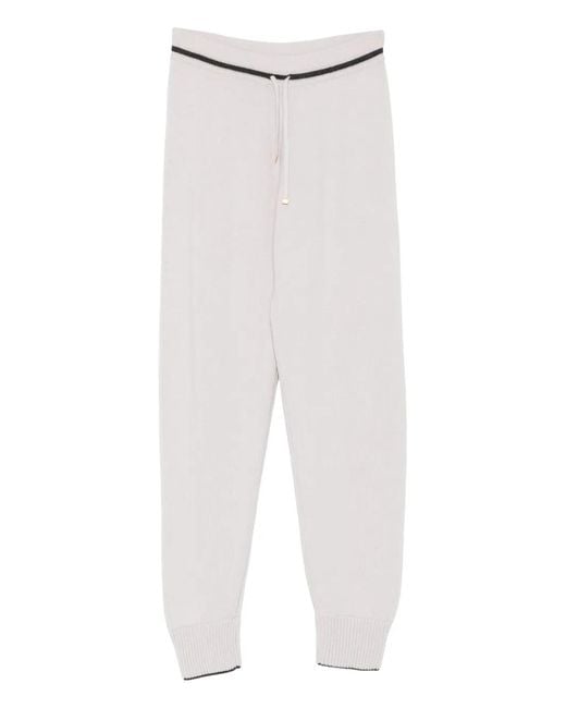 Eleventy White Drawstring Knitted Track Pants