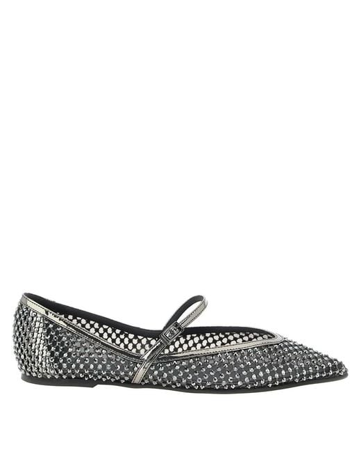 Le Silla Gray Gilda Crystal-Embellished Ballet Flats