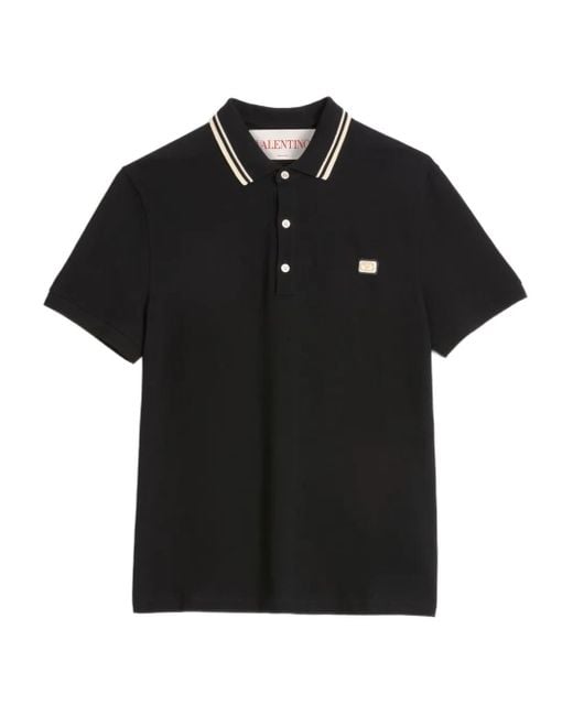 Valentino Garavani Black Vlogo Signature Polo Shirt for men