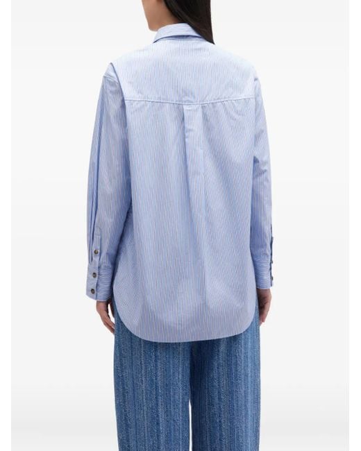 Ganni White Stripe Graphic Shirt