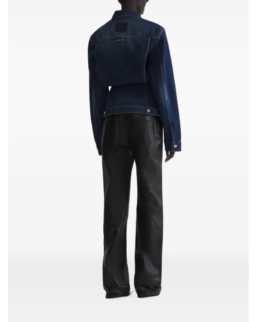 Mugler Blue Hourglass Round Denim Jacket